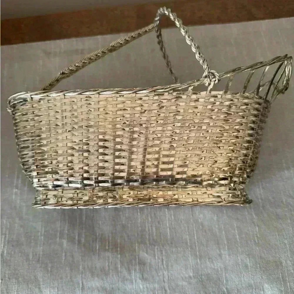 Vintage had made silver plated basket, wine holder holder - Picture 2 of 6